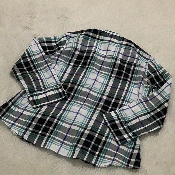 Foxcroft women’s wrinkle free shape fit black blue plaid button down shirt 4p - Picture 5 of 5